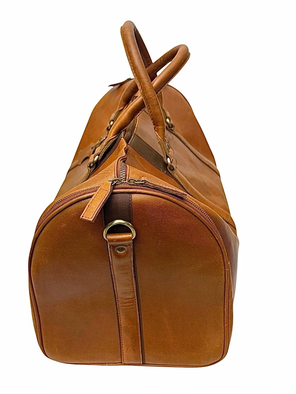 Adoni MMVLL Brown Leather Duffel Weekender Travel Bag 20x10x9 New
